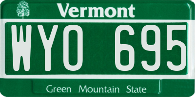 VT license plate WYO695