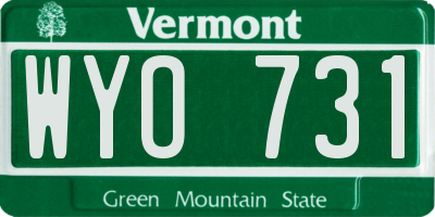 VT license plate WYO731