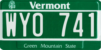 VT license plate WYO741