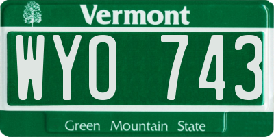 VT license plate WYO743