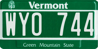 VT license plate WYO744
