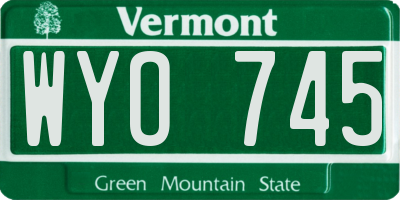 VT license plate WYO745