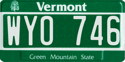 VT license plate WYO746