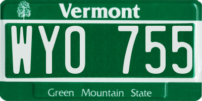 VT license plate WYO755