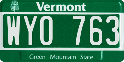 VT license plate WYO763
