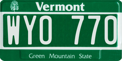 VT license plate WYO770