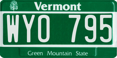 VT license plate WYO795