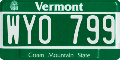VT license plate WYO799