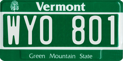 VT license plate WYO801