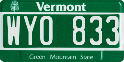 VT license plate WYO833