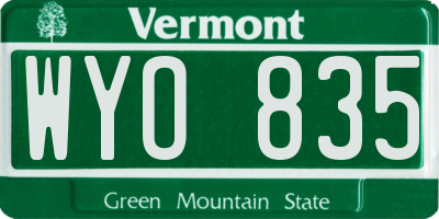 VT license plate WYO835