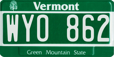 VT license plate WYO862