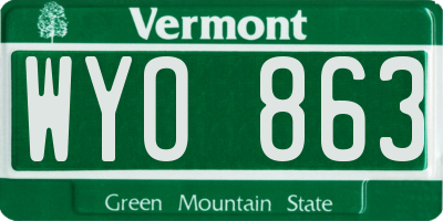 VT license plate WYO863