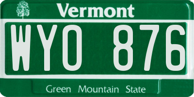 VT license plate WYO876
