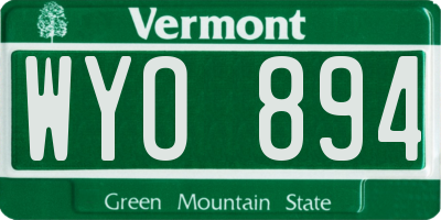 VT license plate WYO894