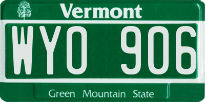 VT license plate WYO906