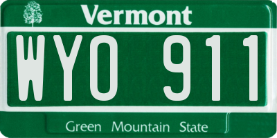 VT license plate WYO911