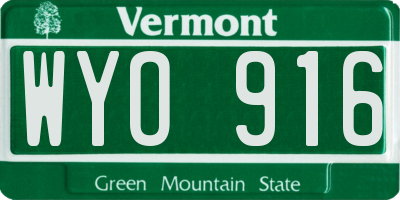 VT license plate WYO916