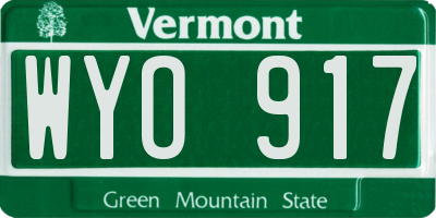 VT license plate WYO917