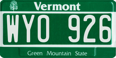 VT license plate WYO926