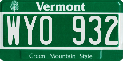 VT license plate WYO932
