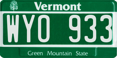VT license plate WYO933