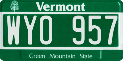 VT license plate WYO957