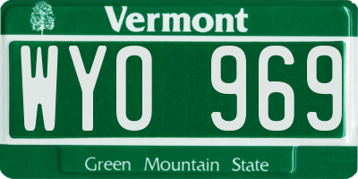VT license plate WYO969