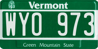 VT license plate WYO973