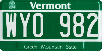 VT license plate WYO982