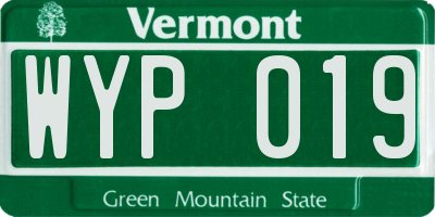 VT license plate WYP019