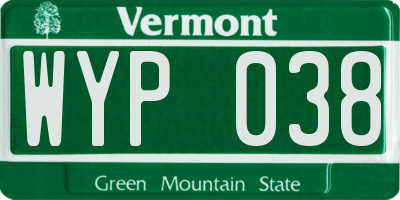 VT license plate WYP038