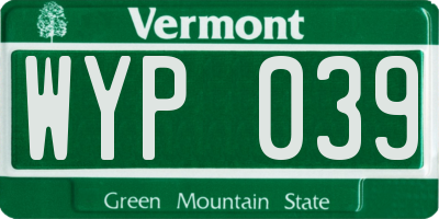 VT license plate WYP039