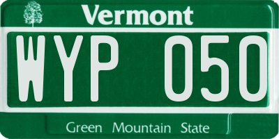 VT license plate WYP050