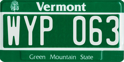 VT license plate WYP063