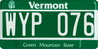 VT license plate WYP076