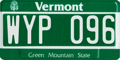VT license plate WYP096