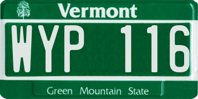 VT license plate WYP116