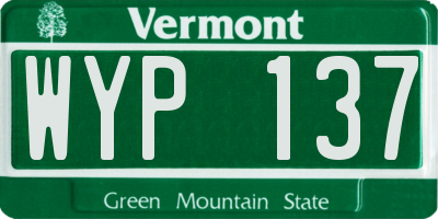 VT license plate WYP137