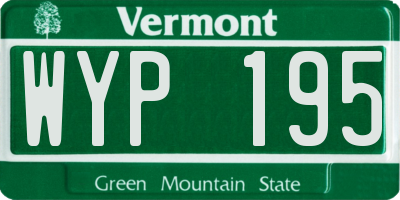 VT license plate WYP195
