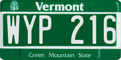 VT license plate WYP216