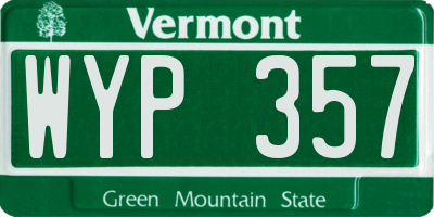 VT license plate WYP357