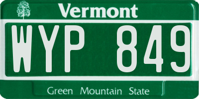 VT license plate WYP849