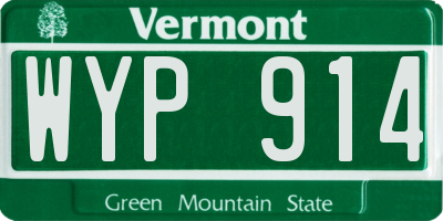 VT license plate WYP914