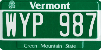 VT license plate WYP987