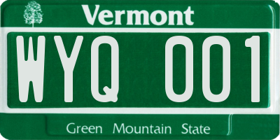 VT license plate WYQ001