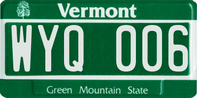 VT license plate WYQ006