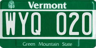 VT license plate WYQ020