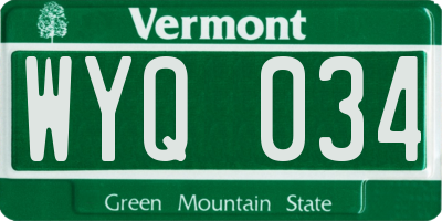 VT license plate WYQ034