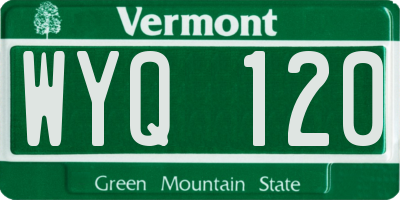 VT license plate WYQ120